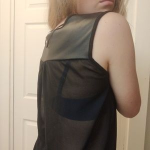 Zara Chic AF Faux Leather & Sheer Back Tank Top